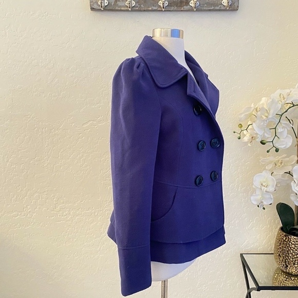 Steve Madden Womens Solid Blue Purple Pea Coat Size M - Picture 2 of 6